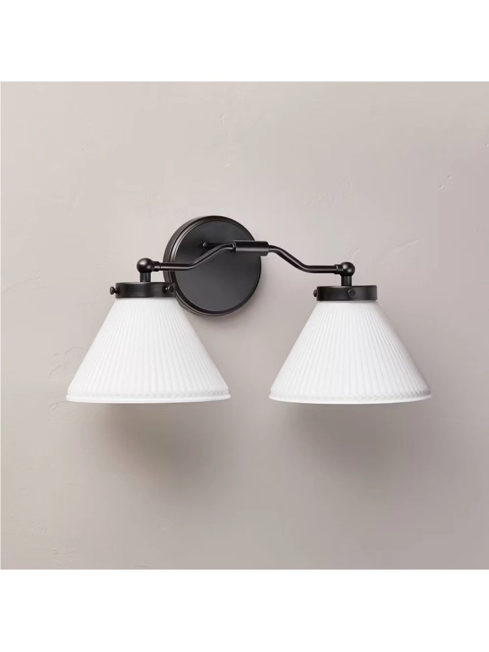 Reeded Milk Glass 2 Sconces Black
Finish - Hearth & Hand farmhouse
